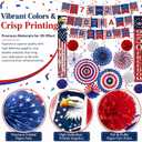 27 PCS 250th Anniversary USA 4th of July Decorations Set,Patriotic Red White Blue Party Kit for America’s 250th Birthday,Independence Day & Memorial Day with Paper Fans,Pom Poms & Banners