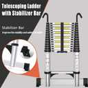 Telescoping Ladder Aluminum 20 FT with Hooks and Stabilizer