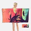 Microfiber Beach Towel, Suitable for Beaches, Pools, Camping, and bathrooms. A Must-Have for Portable Outdoor Swimming and Bathing, Measuring 60 x 30 inches. (Coast at Dusk)
