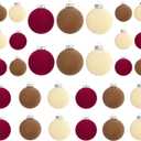 45 Pcs(3.9 In/100 mm) Velvet Christmas Ornaments Balls Set, Brown Red Neutral Christmas Tree Ornaments, Flocked Xmas Tree Balls for Xmas Holiday Party Decorations