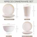 Rubtlamp Wheat Straw Dinnerware Sets, 16PCS Plastic Dinnerware Set for 4, Wheat Straw Plates and Bowls Sets, Unbreakable Dinnerware Plastic Microwave Safe Dishes Set for Kitchen&Camping