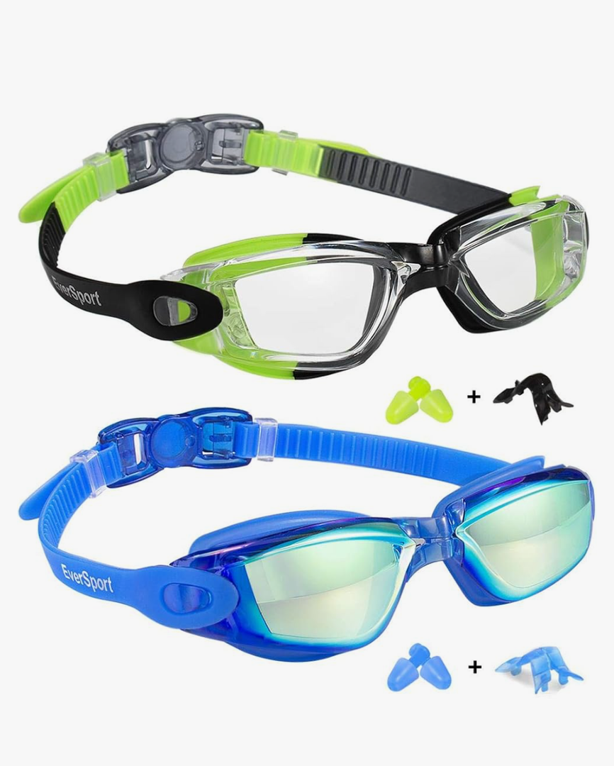 EverSport Kids Swim Goggles, Pack of 2 Swimming Goggles for Children Teens, Anti-Fog Anti-UV Youth Swim Glasses for Age4-16