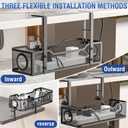 Under Desk Cable Management Tray, GZOKMOG Cord Management with Upgraded Clamp No Drill, Metal Cable Management Box for Home Office, Wire Management for Standing Desk, 2 Pack Black, 13.38 inch