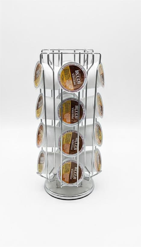 Coffee Support with Rotating Capsule, The Capsule Support of The Coffee Pod Prevents Sliding with The Screen Protective Layer (Silver)