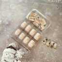 Christmas Press on Nails Short Square Fake Nails White Black Snowflake False Nails with Gold Glitter Design Full Cover Glossy Acrylic Nails Xmas Glue on Nails Cute Stick on Nails for Women Manicure