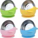 Stainless-Steel Baby Bowls with Suction: Food Grade & Dishwasher Safe - Baby Led Weaning Supplies for 6-18 Months Kids - High Chair