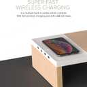 POUT E9 Dual Monitor Stand with Drawer - Wireless Charger and USB Hub (Maple White)