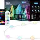 Permanent Outdoor Lights 100ft with 111 Lighting Scenes, 105 Optimal Light Angle, for Halloween Christmas, Compatible with Alexa, Google Assistant, IP67 Waterproof, Smart RGB Outdoor Lights 72 LEDs