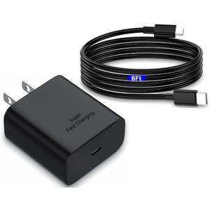 S24 S25 S23 A16 Samsung Charger Super Fast Charging 45W USB C Super Fast Charger with 6FT Type C Charger Cable Cord for Samsung Galaxy S25/S24/S23/S22/Ultra/Plus/FE,Galaxy Tab S9,Z Fold/Z Flip,A55,A15