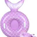 Soulchen 1 Pack Inflatable Snow Tube 36" Snow Sled for Kids Heavy Duty Thickened Bottom Sled for Winter with Sturdy Handles Durable Winter Toys for Outdoor Sledding Tube (Purple)