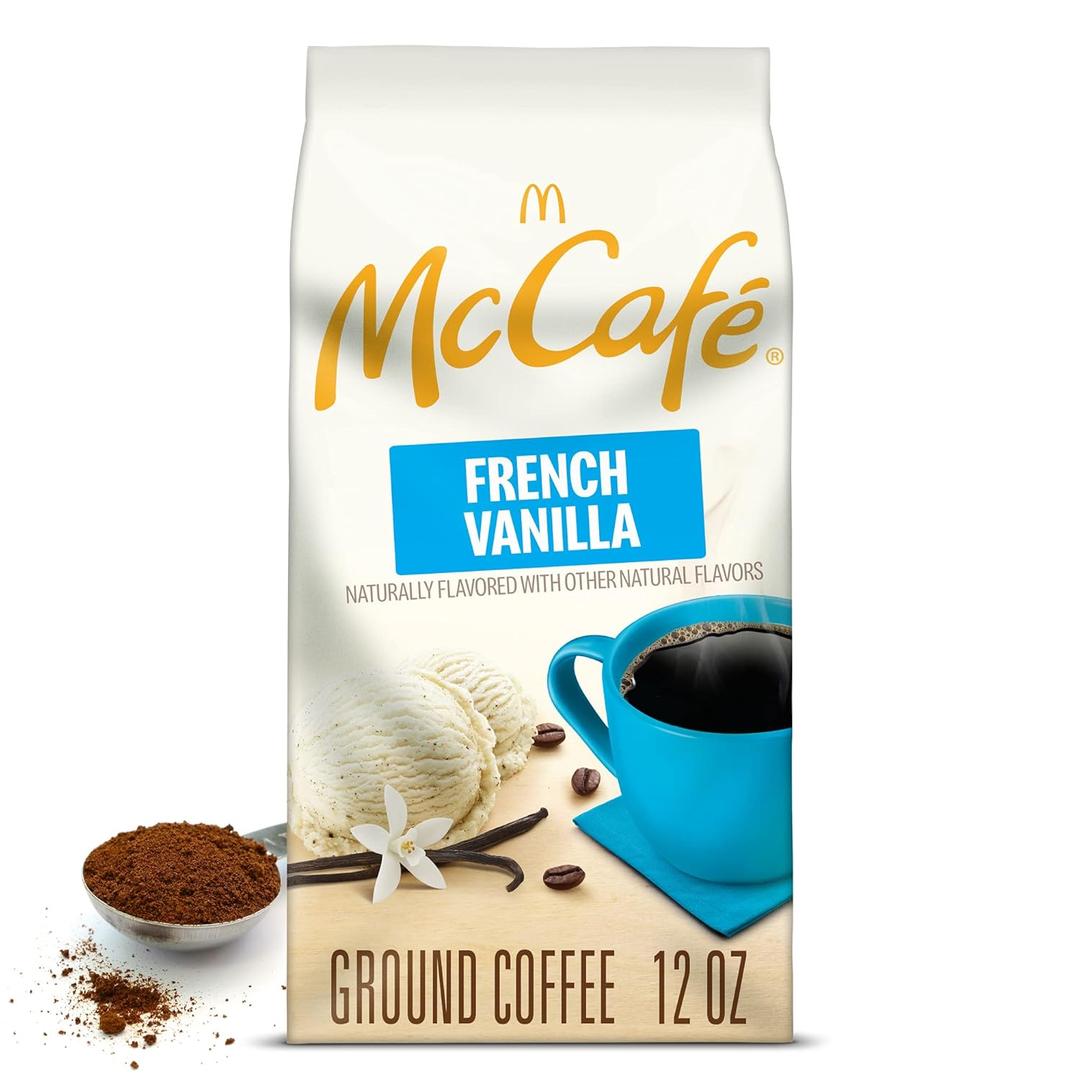 McCafe French Vanilla, Flavored Light Roast Ground Coffee, 12 oz Bag BB: 03/16/2026