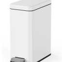 Cesun Bathroom Trash Can with Lid, 2.6 Gallon Small Bathroom Garbage Can Soft Close, Stainless Steel Waste Basket with Step Pedal for Bedroom, Laundry Room, Living Room, Home Office, Toilet, RV, White