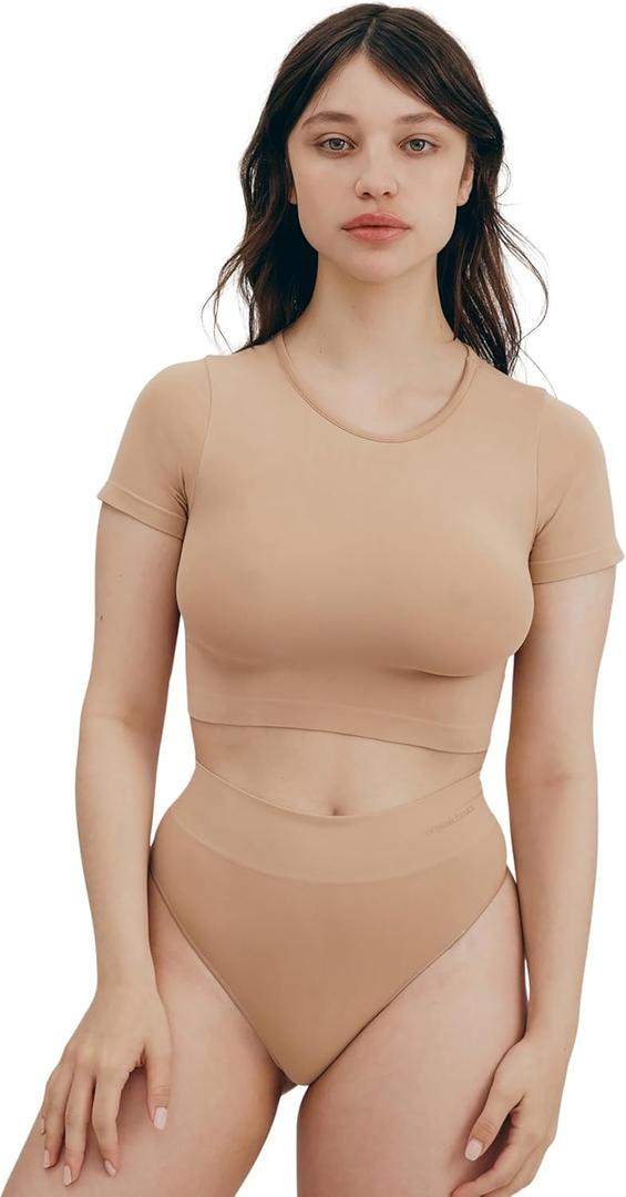 Organic Basics Women's Smooth Thong Seamless Underwear (Medium, Hazelnut)