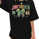 KIDDAD Juneteenth Shirts Women Oversized Sequin Black History T Shirts 1865 Juneteenth Shirt Afro American Freedom Tee (Black, M)