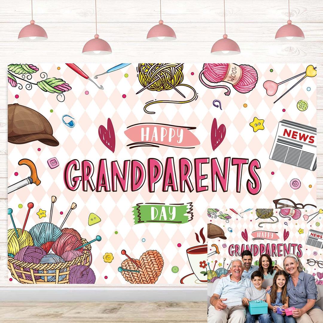 Happy Grandparents Day Backdrop Pink Grandparents Ever Photo Backdrop, 7X5FT