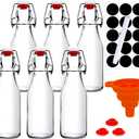 Ahhute Swing Top Glass Bottle, Kombucha Bottles 8oz, Vanilla Extract Bottles with Airtight Lid, Flip Top Glass Bottle 6 Pack