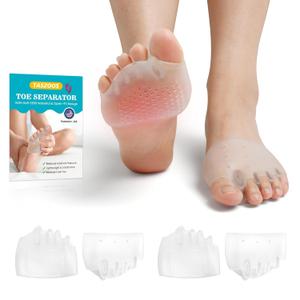 Toe Separators & Metatarsal Pads for Women & Men - Gel Toe Spacers, 4Pcs Ball of Foot Cushion for Pain Relief, Metatarsalgia, Mortons Neuroma, Long Hours of Standing or Walking