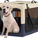 A4Pet Collapsible Dog Crate, Soft Sided Dog Crate - 36 Inch Adjustable Stainless Steel Frame, Lightweight, Durable and Portable Crate with 3-Door, Travel Dog Kennel (Blue+Beige)