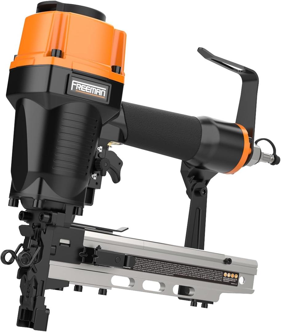 Freeman PFS105 Pneumatic 10.5-Gauge 1-9/16" Fencing Stapler with Adjustable Metal Belt Hook and Case | PFS105