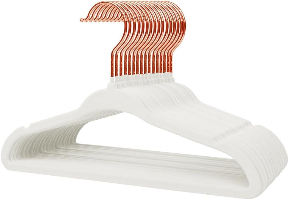 Stormix Baby Clothes Hangers 16 Pack, Kids Velvet Hangers Non-Slip, Clothes Hangers with Shoulder Notches for Toddler Children White (Gold Hook)