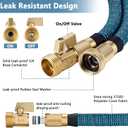 100FT Garden Hose -2026 Newly Upgraded Expandable Garden Hoses with 10 Function Spray Nozzle, Extra Strength Fabric, Pure Brass 3/4'' Fittings, Leak-Proof, Lightweight, Kink-Free Hose(Gray Blue)