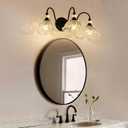 Black Bathroom Vanity Light,3-Light Vanity Light with Crystal Glass Shades,Vintage Farmhouse Vanity Lighting for Bathroom and Dressing Table