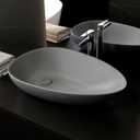 Bathroom Vessel Sink, 22.4 Countertop Ceramic Basin with Chrome Faucet/Pop-up Darin/P-trap, One-stop Shopping, Grey