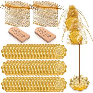 150 Pcs Diwali Gifts Bulk Gold Lotus Incense Sticks Holders Zinc Alloy Incense Holder Return Gifts for Pooja Navratri with Organza Bags and Thank You Cards for Pooja Indian Wedding Party Supplies