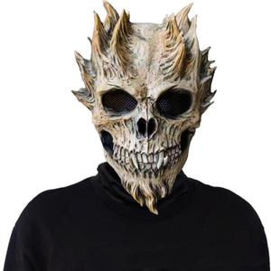 Stobbod Horror Skull Mask Scary Realistic Skeleton Mask Halloween Cosplay Creepy Masquerade Party Full Head Latex Accessories