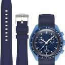 Bands for MoonSwatch Watch Curved end No Gap,Premium Silicone Rubber Watch Strap 20mm Compatible with Omega X Swatch Moonswatch,Universal Curved End 20mm 22mm Replacement Band for Men Women