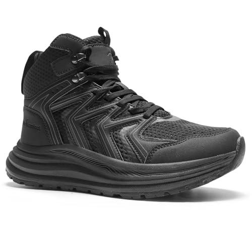 Women's Orthopedic Waterproof Trekking Hiking Boots: Casual Plantar Fasciitis Arch Support Hammer Toes Orthotic Massage Walking Shoes, Neuropathy Pain Leisure Camping Outdoor Ankle Boots Black Size 6