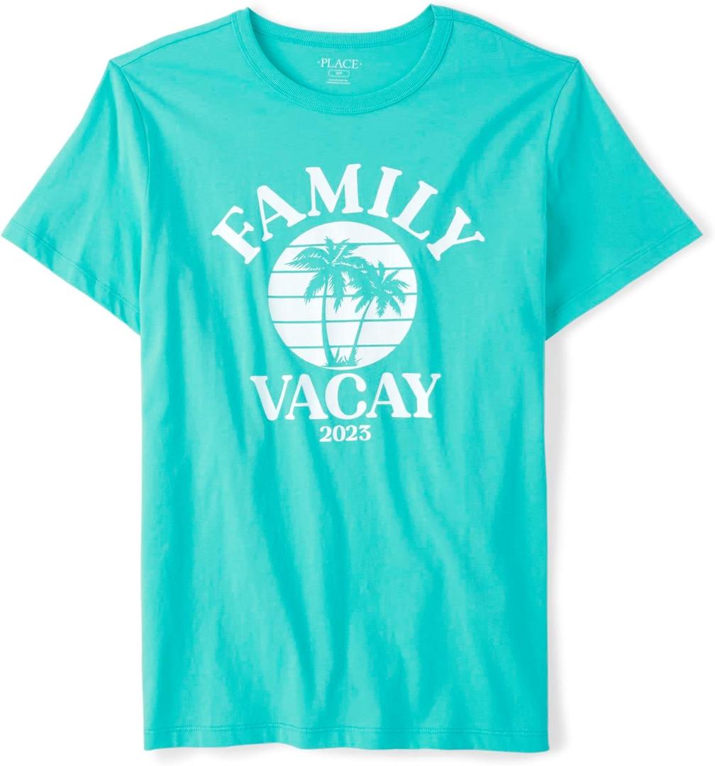 The Children's Place Mens All Holidays Adult Short Sleeve Graphic T-Shirts (Blue)