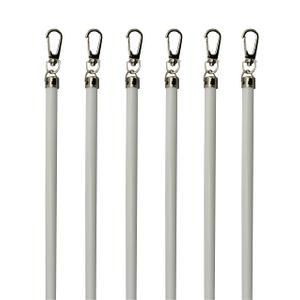 Generic White Aluminum Drapery Curtain Wand Pull Rod w/Swivel Snap & Handle White (3 Pack - 36""), Silver