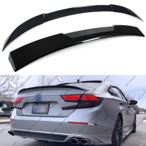 WheelX 2Pcs Roof Top Spoiler & Rear Spoiler Compatible with 2018-2022 Honda Accord, V Style JDM Duckbill Fits for 4 Door Sedan, Trunk Exterior High Kick Tail Deck Lid Wing Lip (Glossy Black)