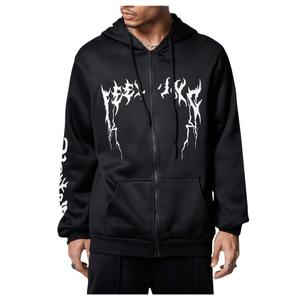 SOLY HUX Men's Graphic Zip Up Hoodies Sweatshirt Drawstring Long Sleeve Casual Streetwear Jacket Black Graphic Small (Black, S)