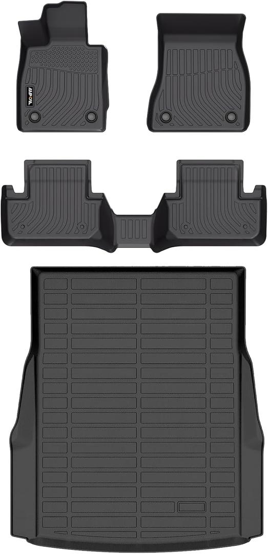 AIPOIL Floor Mats & Cargo Liner Set for 2024 2025 2026 BMW i5 All Weather Protection TPE Anti-Slip Automotive Full Set Custom Car Mats Accessories - Black