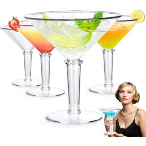 Unbreakable Giant Martini Glasses set of 4, 48 oz Plastic Cocktail Glasses, Jumbo, Reusable, BPA Free, Detachable, Perfect for Picnic, Beach & Patio Party, Appetizers, Birthday, Wedding and All Events