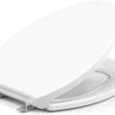 Plus Toilet Seat Elongated, Soft Close Toilet Seat, No-Slam, Magnetic Quick-Release Easy Clean, Easy Installation, SecureGrip Bumpers, Wobble-Free, Adjustable Fit, Plastic, White
