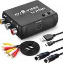 S Video RCA to HDMI Converter with RCA Cable + Svideo Cable + USB Cable, S-Video AV to HDMI Converter Compatible for PAL/NTSC for TV/PC/PS1/PS2/ STB/Xbox/VHS/VCR/DVD