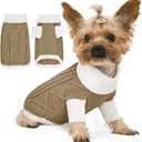 Dog Sweater for Small Dogs Argyle Cable Knit Turtleneck Pullover Winter Clothes for Boys Girls Stretch Chihuahua Yorkie Puppy Christmas Doggie Pet (S, Brown)
