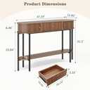 47.2" Entryway Table with Drawer and Storage, Narrow Console Table with Sliding Tambour Doors, Fluted Console Table Behind Couch for Hallway, Foyer, Living Room, Walnut, 220lbs Capacity, 47.2"Lx11.8"Wx31.5"H
