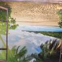 Large Window Beach Canvas Wall Art for Living Room Tropical Ocean Landscape Wall Decor Sunset Palm Tree Pictures Coastal Photo Prints Nature Seascape Artwork for Bedroom Office Home Decorations 32x48"