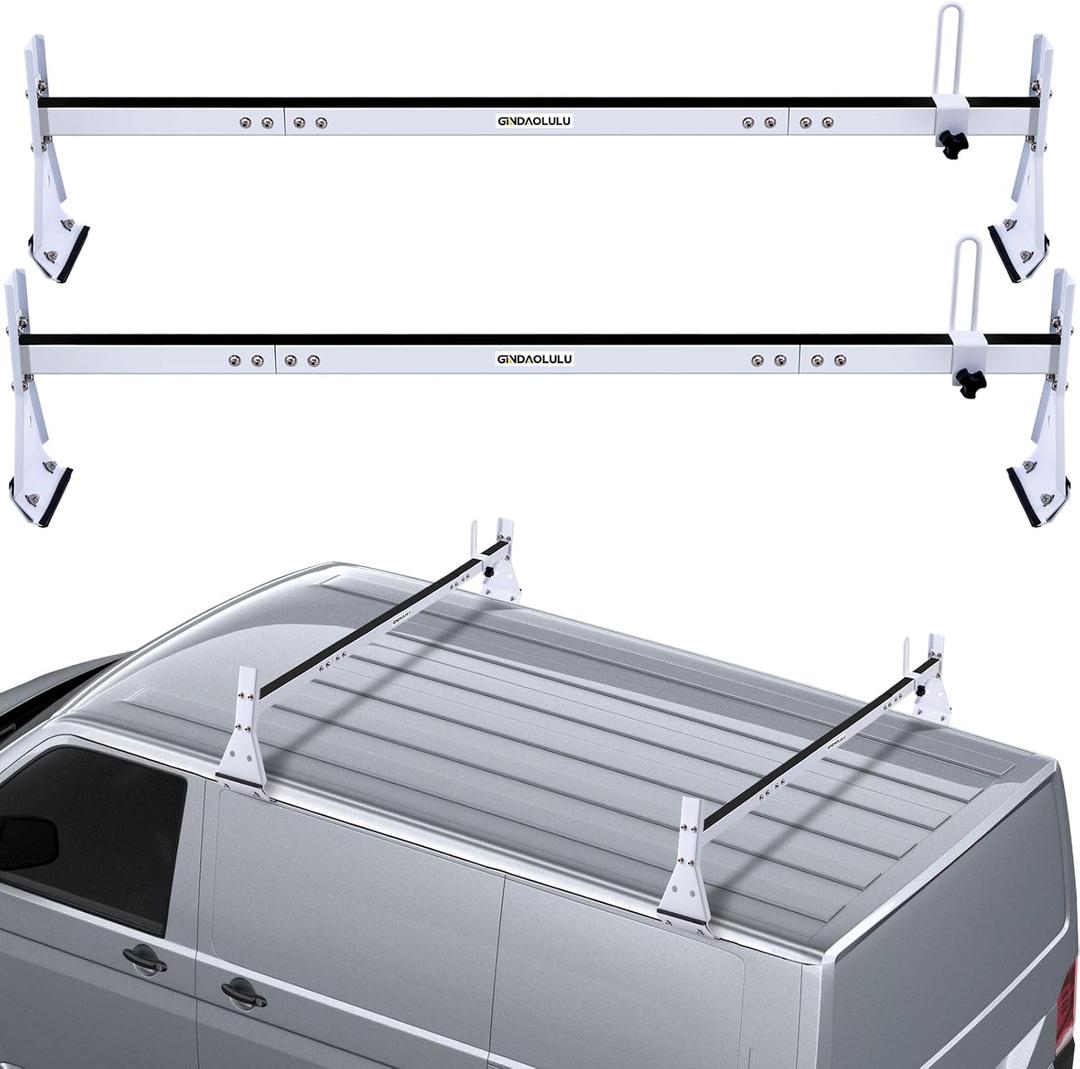 Van Ladder Roof Racks, Universal Cargo roof RackTrailer Ladder Rack ShelfLadder Shelves for Truck,Adjustable Length 56-64, Upgraded Anti Collapse 5-Section 2 Bars and 800 lbs Load Capacity