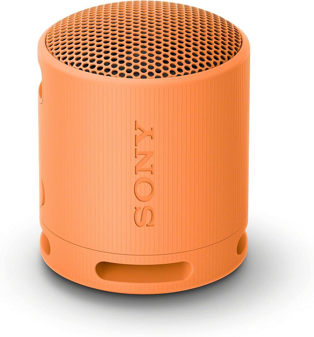 Sony SRS-XB100 Wireless Bluetooth Portable Lightweight Super-Compact Travel Speaker, Durable IP67 Waterproof & Dustproof Shower Speaker, 16 Hour Battery, Versatile Strap, & Hands-free Calling, Orange