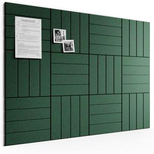 Bumusty Large Cork Board Alternative-48 x 36" Felt Bulletin Board Tiles, with 30 Pushpins, 70 Adhesive Tabs, Bold-Stripe 12-Pack, Cork Boards for Office Push Pin Board Felt Board-Pine Green