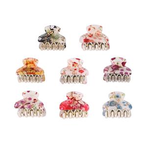 Floral Hair Clips for Women and Girls 8Pcs Small Acrylic Claw Clips Teeth Ponytail Holder Hair Accessories