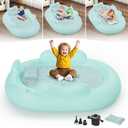 Inflatable Toddler Travel Bed - Blow Up Mattress for Kids with Waterproof Sheet Protector Portable Toddler Bed Baby Air Mattress with 3 Sides, Cozy Kids Air Mattress Set with High-Speed Pump (Green)