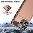 Vofolen Compatible with iPhone 16 Pro Max Case with Card Holder Dual Layer Heavy Duty Drop Protection Hidden Sliding Card Slot Slim Wallet Phone Case for Women Men, 6.9 Inch Rose Gold