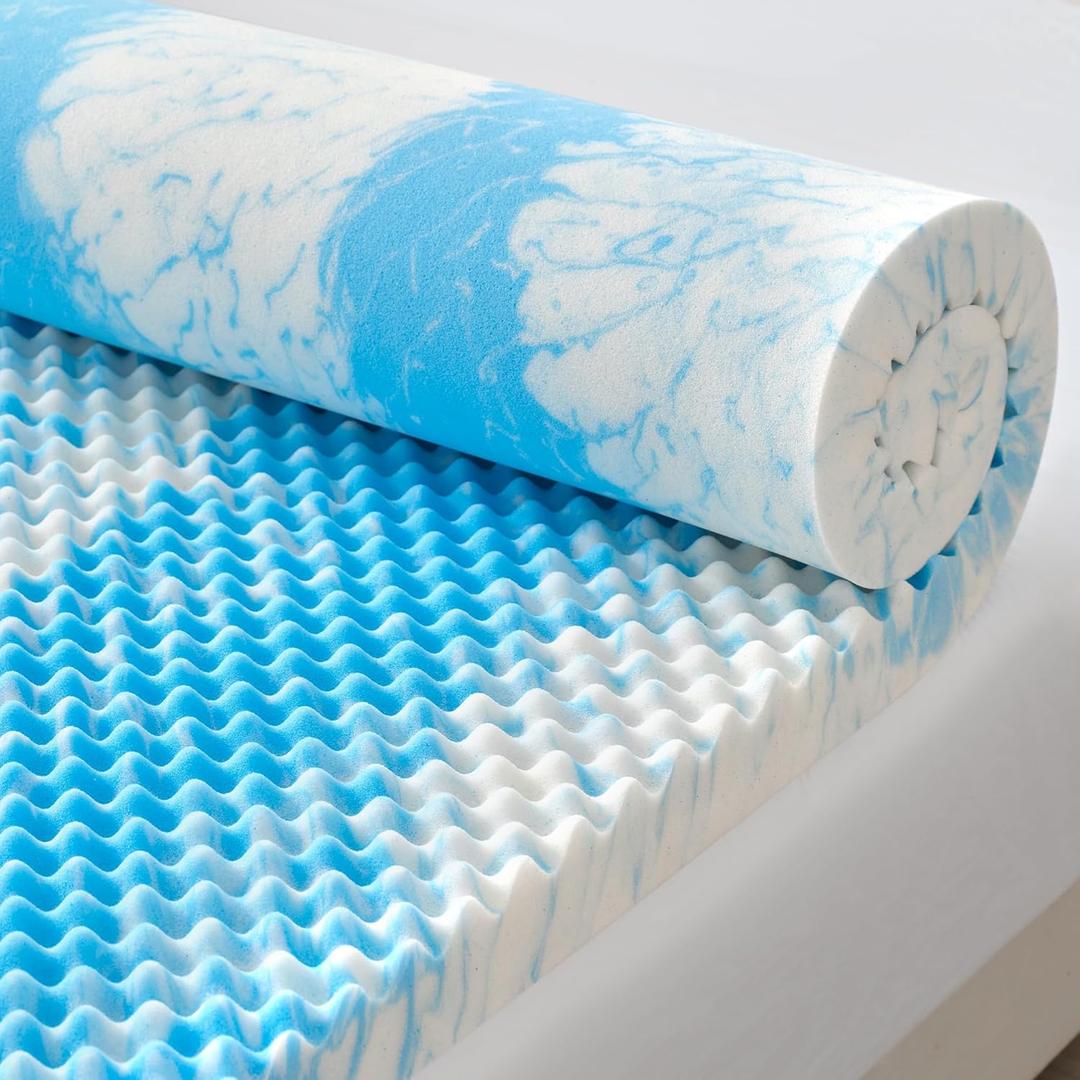 SINWEEK 3 Inch Egg Crate Memory Foam Mattress Topper Queen Size, Soft Mattress Pad for Back Pain Relief, Bed Topper, CertiPUR-US Certified, Blue