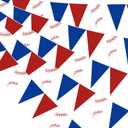 Faccito 5 Pack Baseball Banners Party Decorations Sports Championship Pennants Hanging Decor Themed Triangle Flags Athletics Game Garland for Birthday Party Supplies (Red,Blue,White)